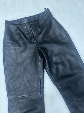 Siena Studio Black Genuine Leather Boot-Cut Pants 4